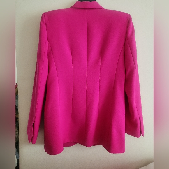 Zara Co-ord Set tuxedo collar blazer + Pants Zw Collection neon fuschia sz M NWT - Picture 5 of 16